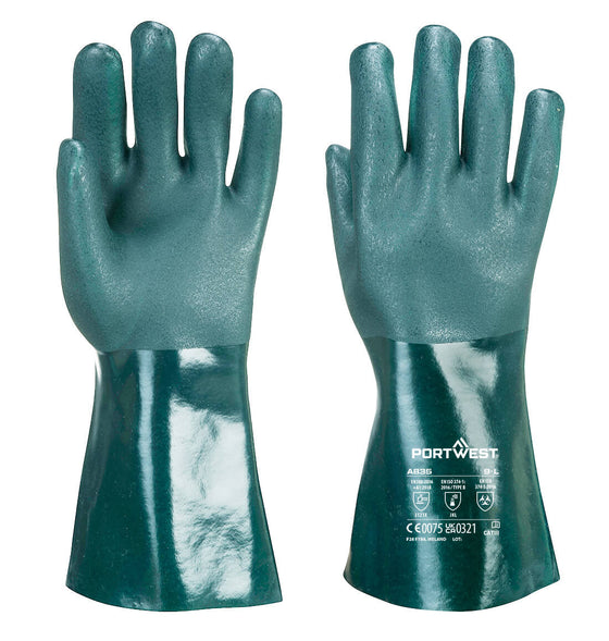Kaksoispäällystetty PVC-suojakäsine 35cm