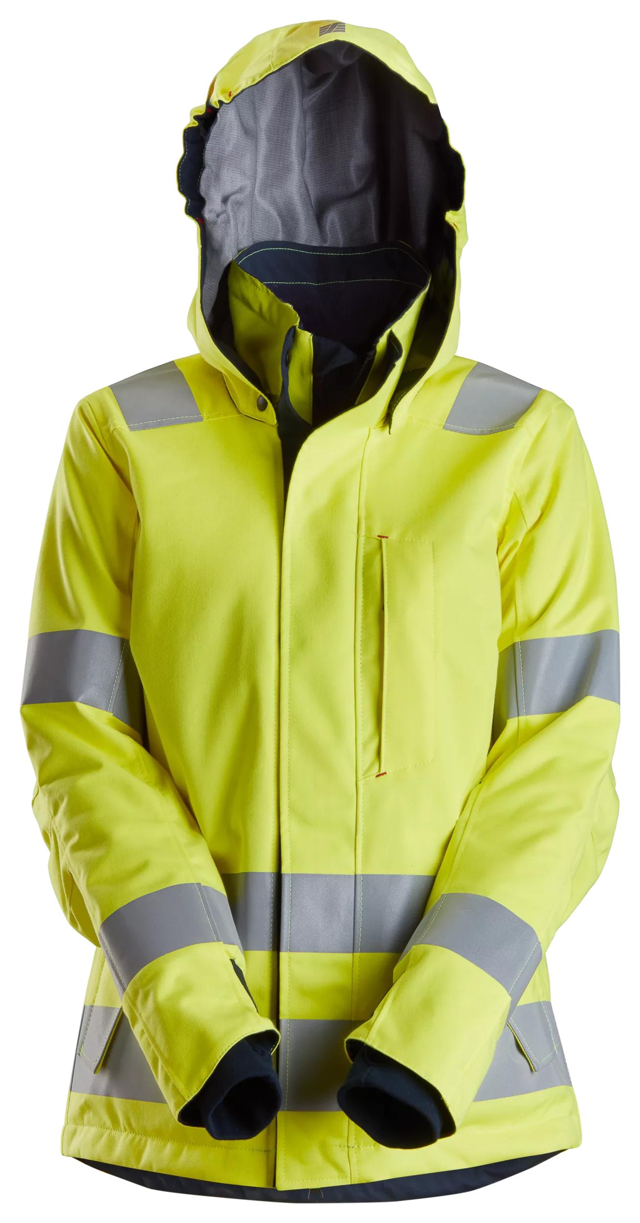ProtecWork, naisten vedenpitävä hupullinen huomiotoppatakki, luokka 3 - High Visibility Yellow/Navy