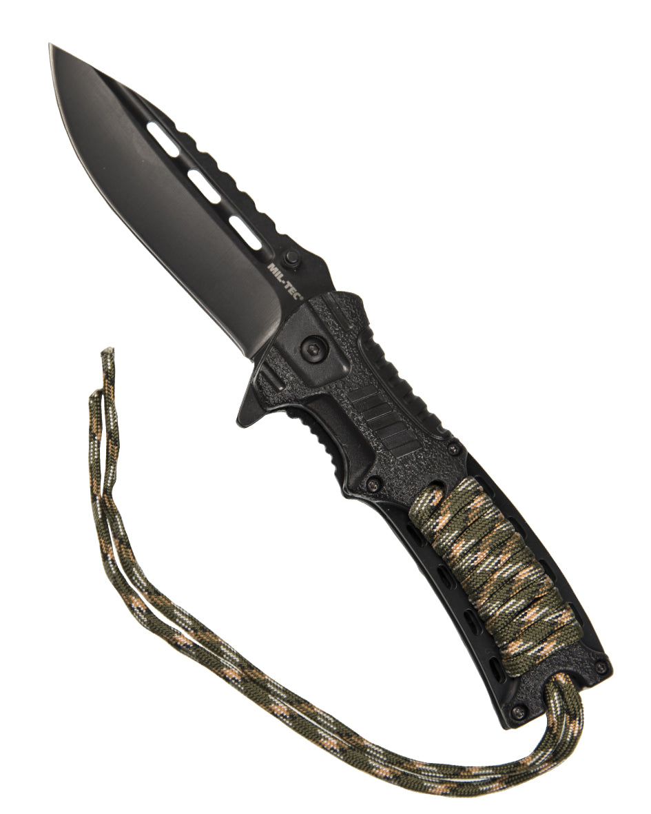 Yhdellä kädellä avattava veitsi PARACORD M FIRE STARTER maasto-1
