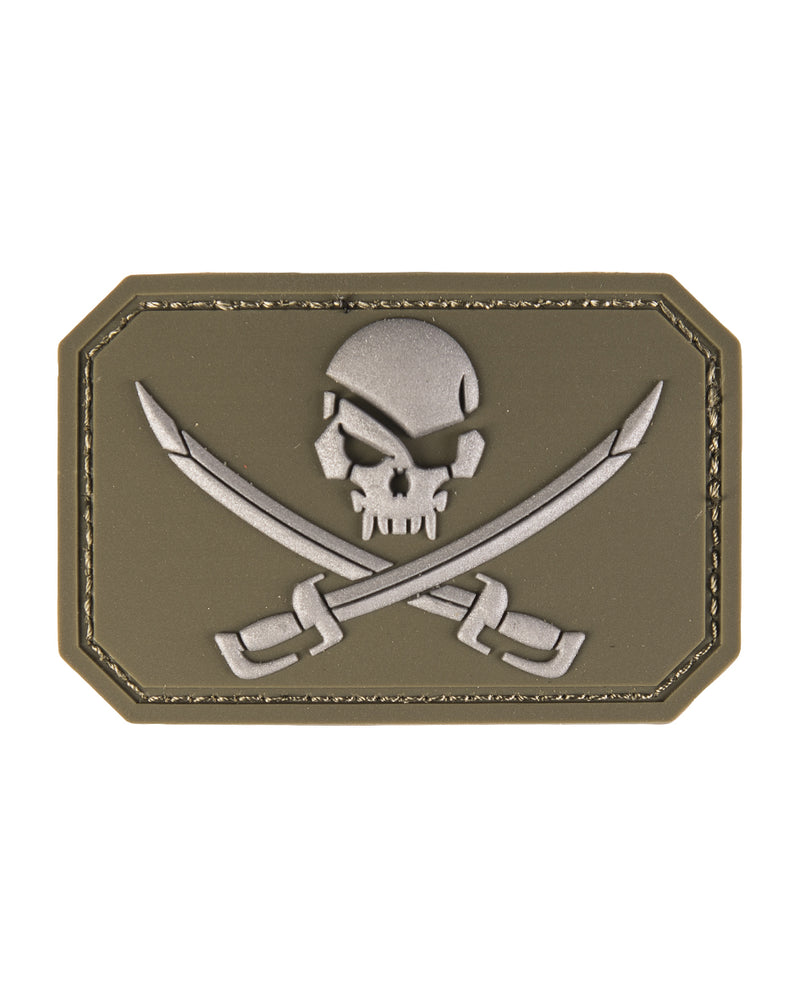 Merkki 3 D SKULL W SWORDS PVC tarrakiinnityksellä-1