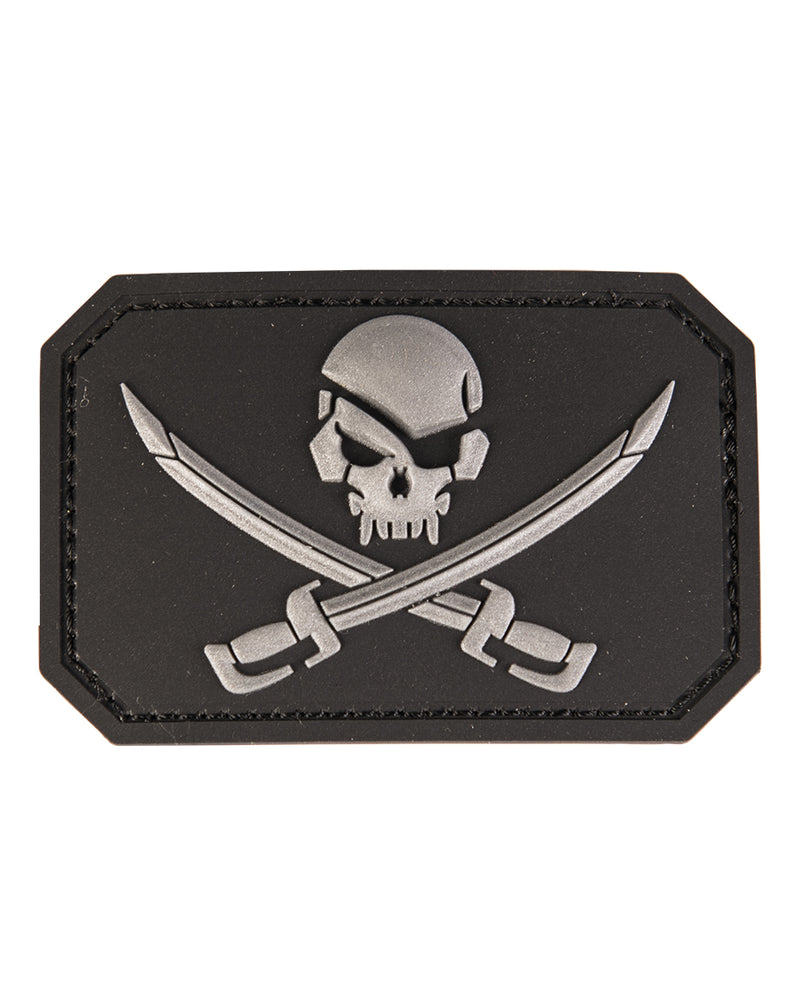 Merkki 3 D SKULL W SWORDS PVC tarrakiinnityksellä-2
