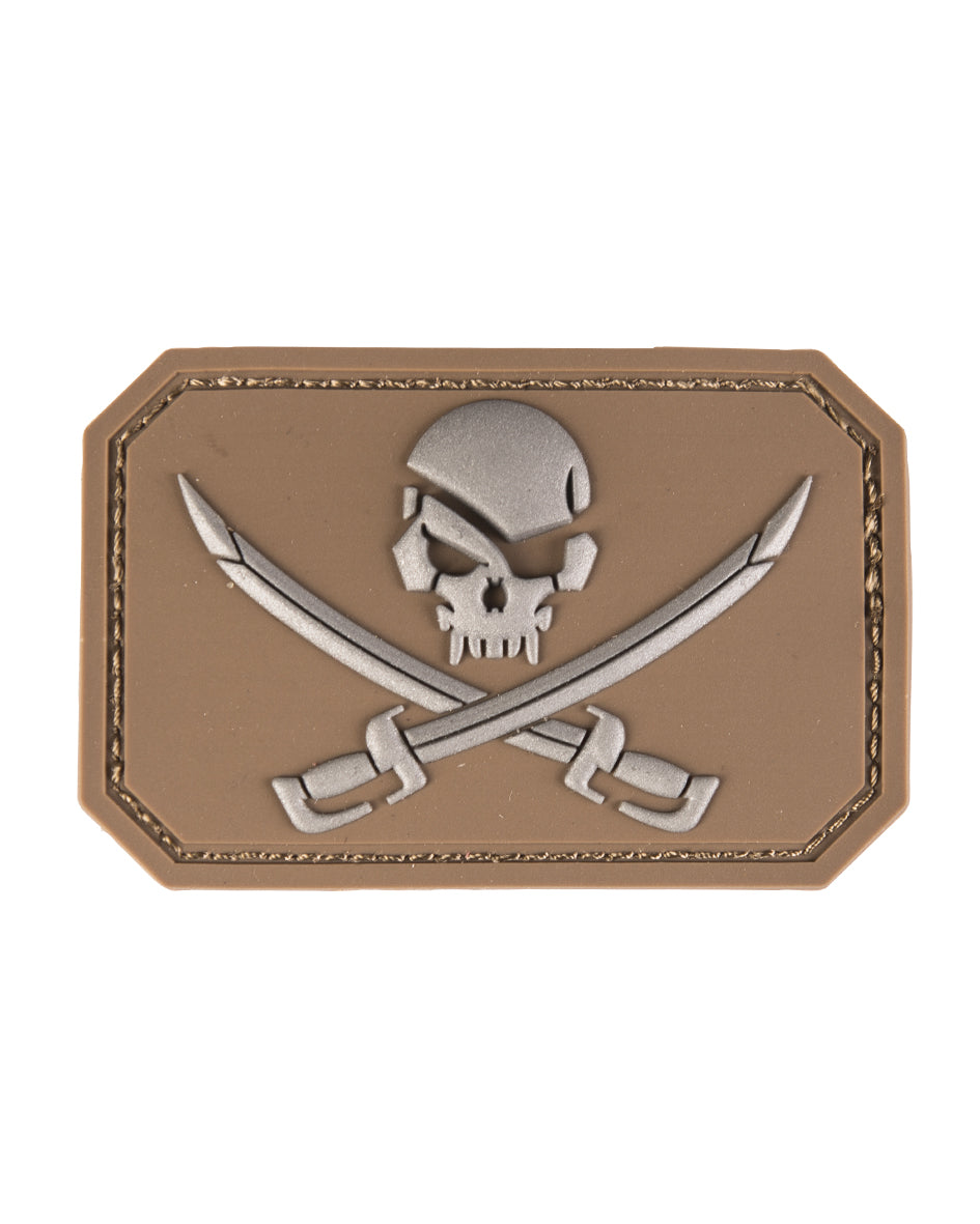 Merkki 3 D SKULL W SWORDS PVC tarrakiinnityksellä-3