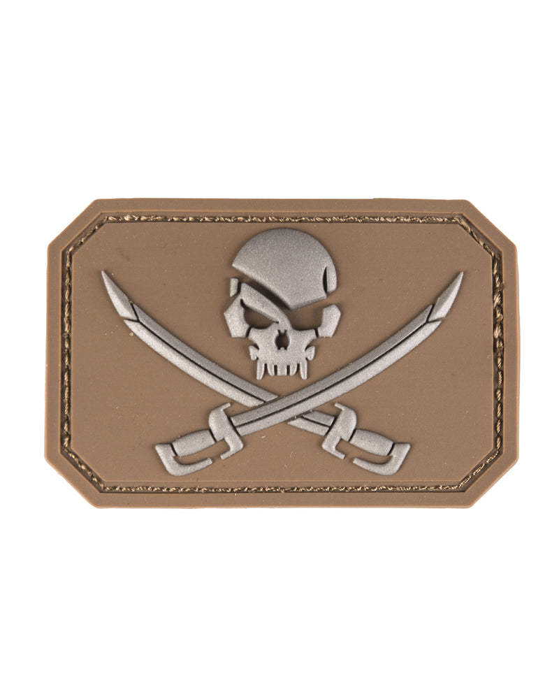 Merkki 3 D SKULL W SWORDS PVC tarrakiinnityksellä-3