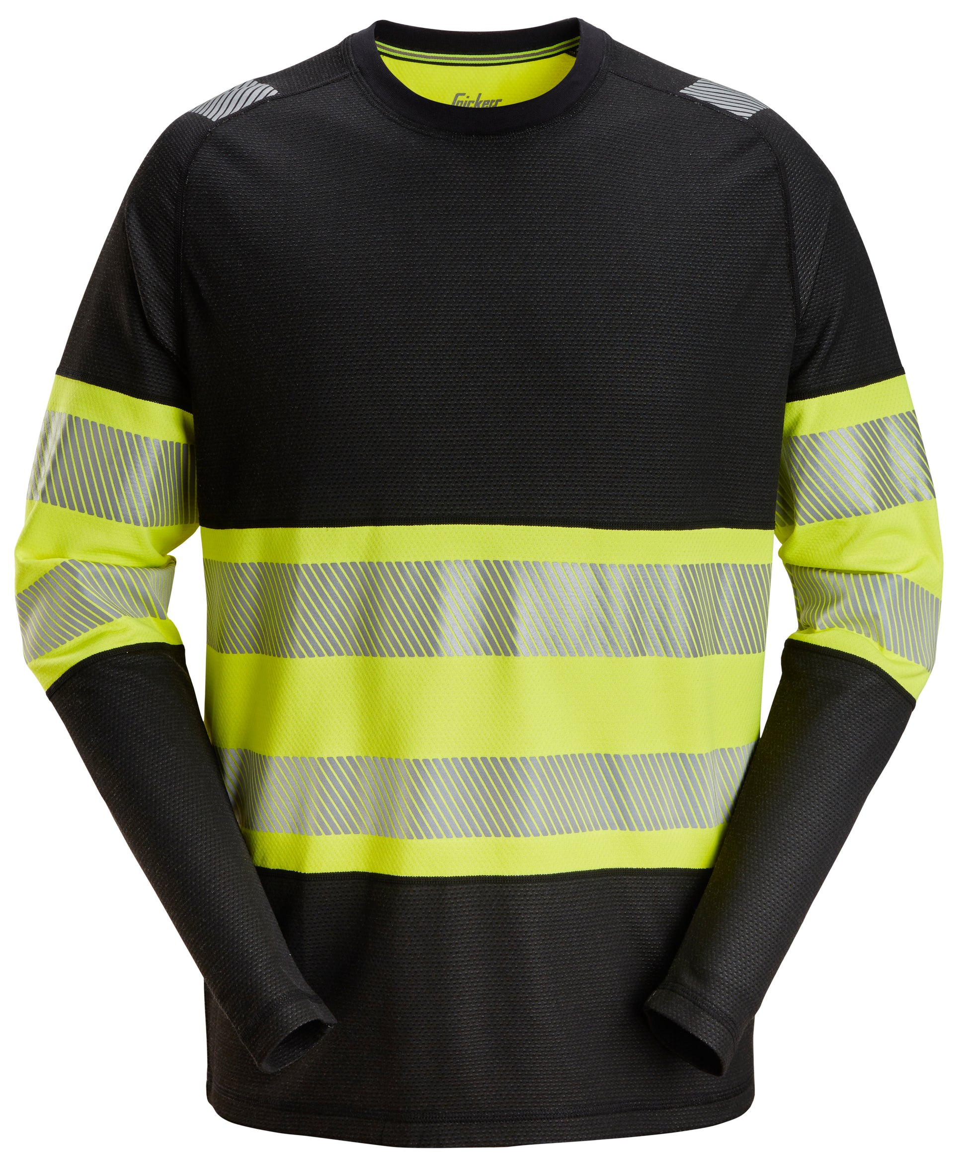 luokka 1, pitkähihainen t-paita - Black/High Visibility Yellow