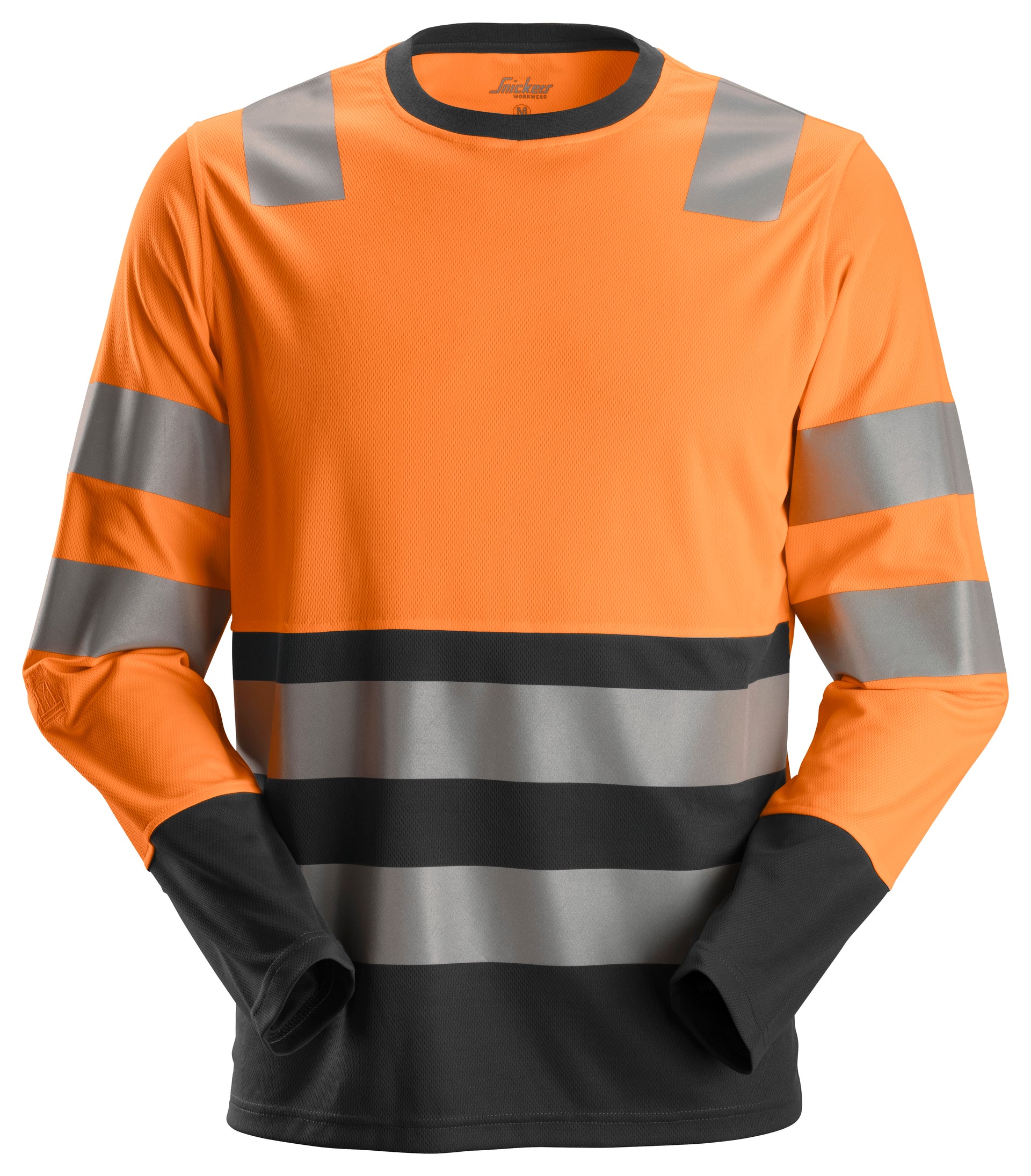 luokka 2, pitkähihainen huomio-t-paita - High Visibility Orange/Black