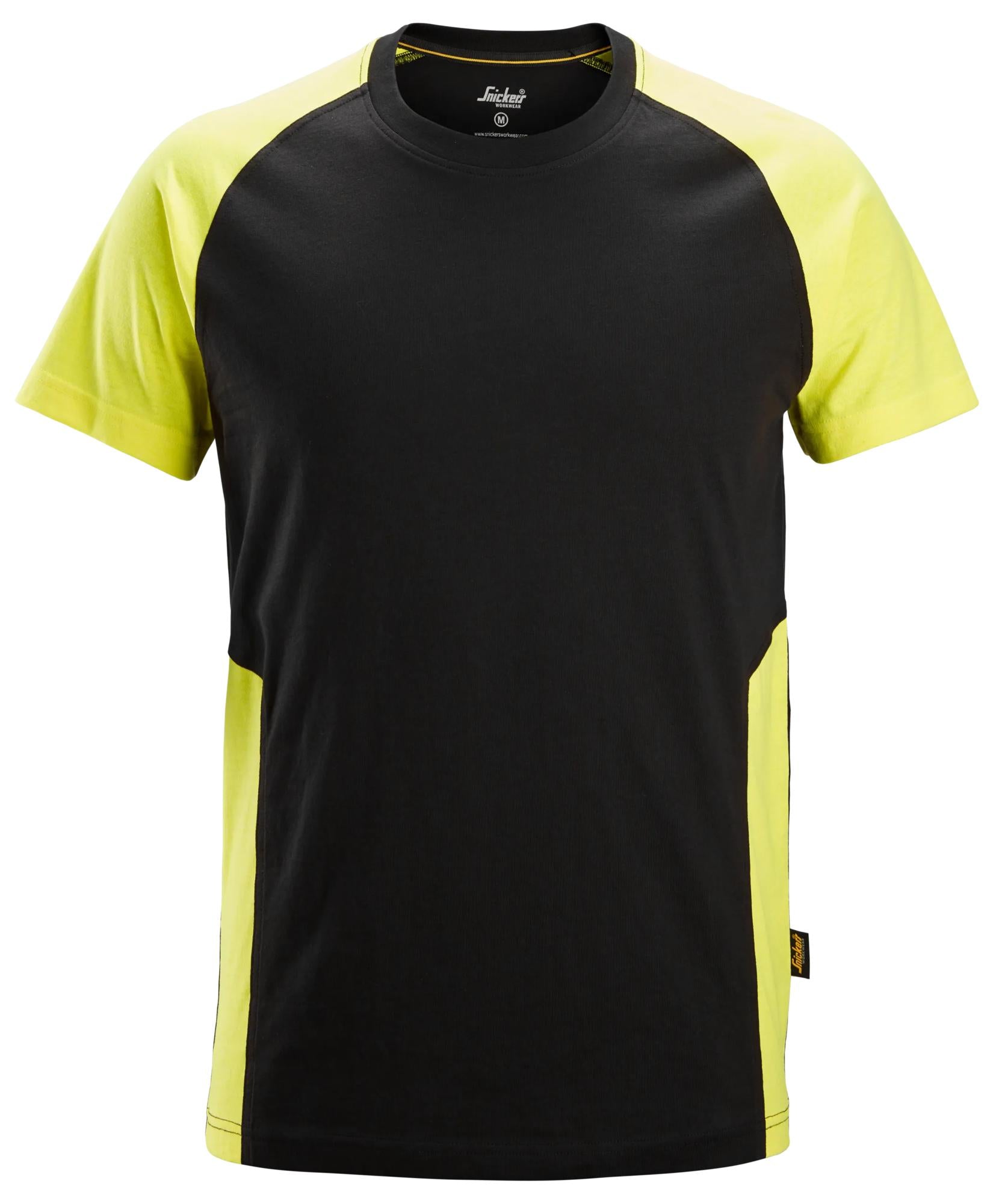 Kaksivärinen t-paita - Black/Neon Yellow