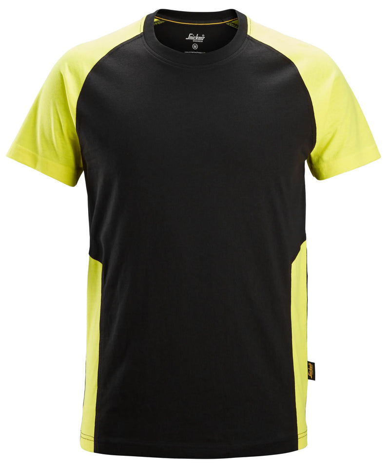 Kaksivärinen t-paita - Black/Neon Yellow