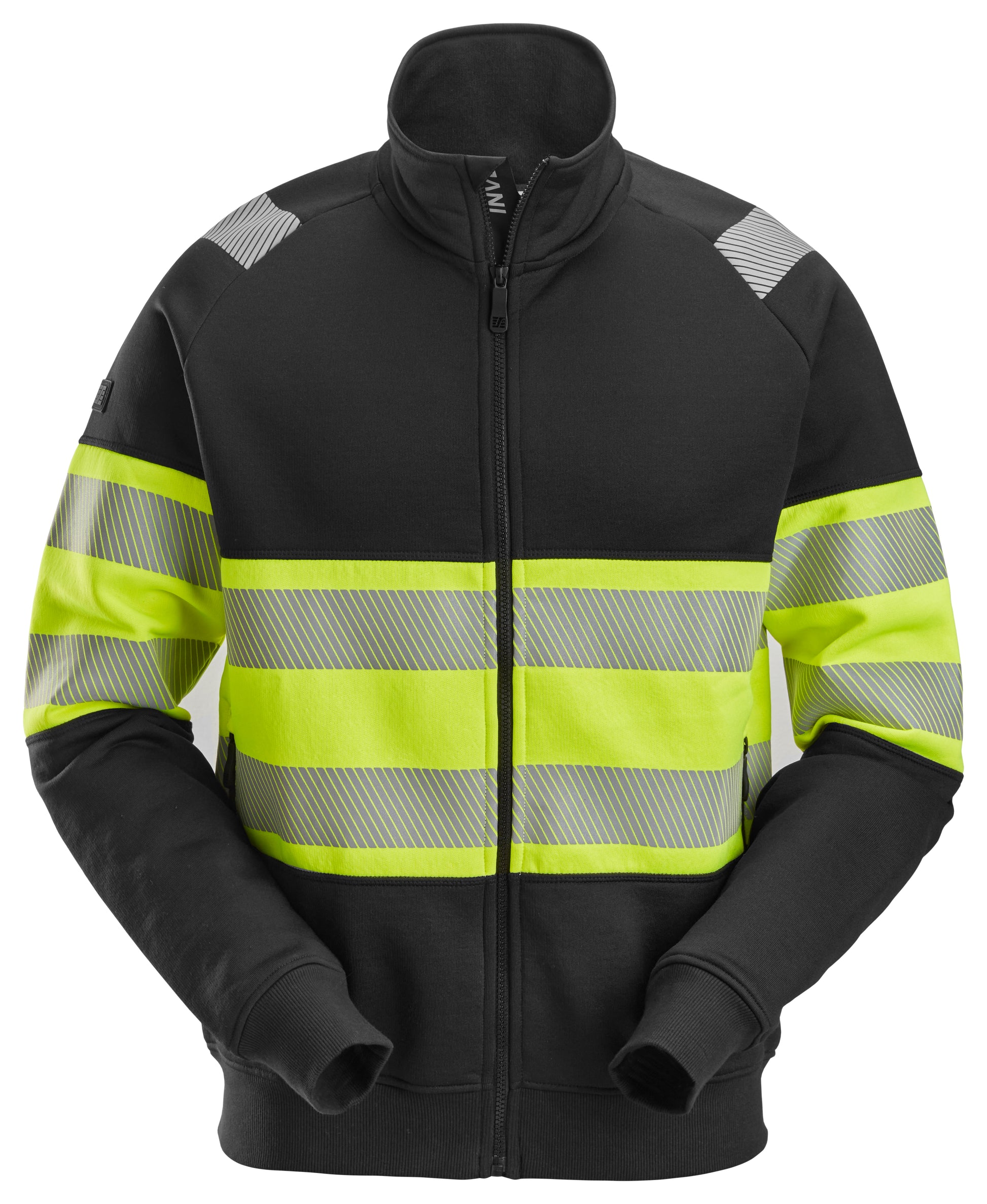 luokka 1, vetoketjutakki - Black/High Visibility Yellow