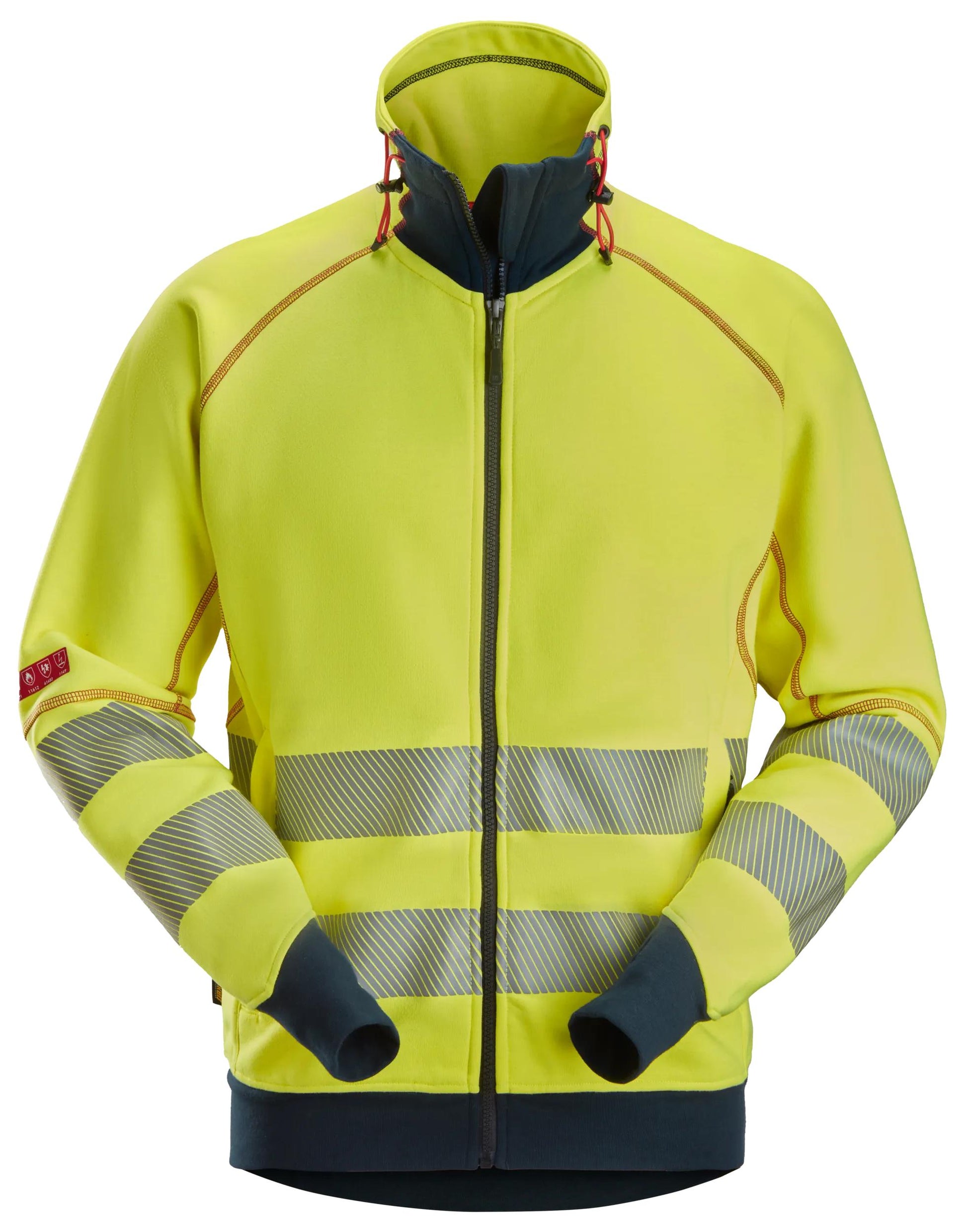 ProtecWork, valokaarisuojattu vetoketjullinen huomiocollegetakki, lk 3/2 - High Visibility Yellow/Navy