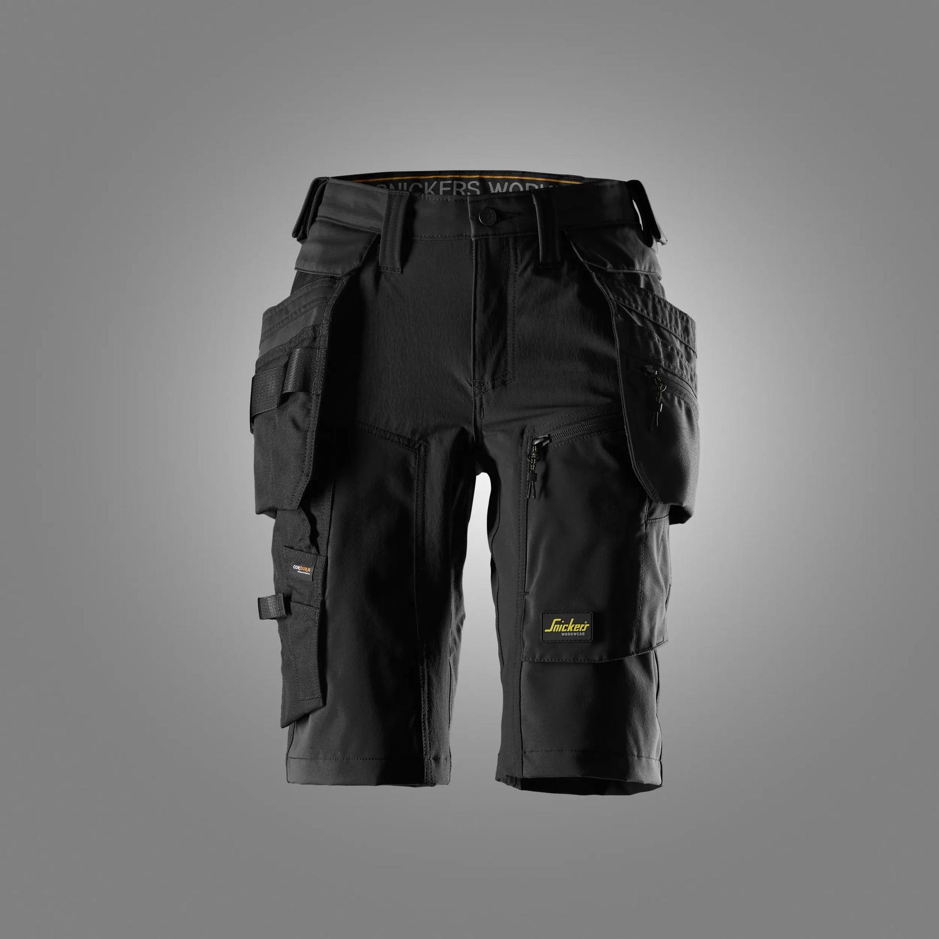 Naisten stretch-työshortsit irrotettavilla riipputaskuilla - Black/Black
