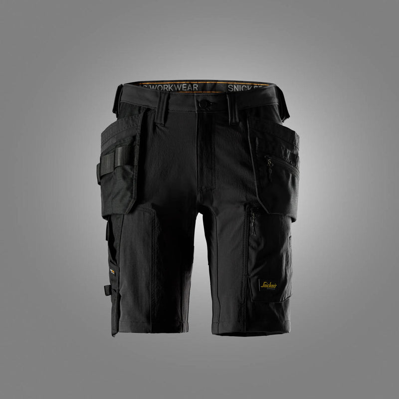 Stretch-työshortsit riipputaskuilla - Black/Black