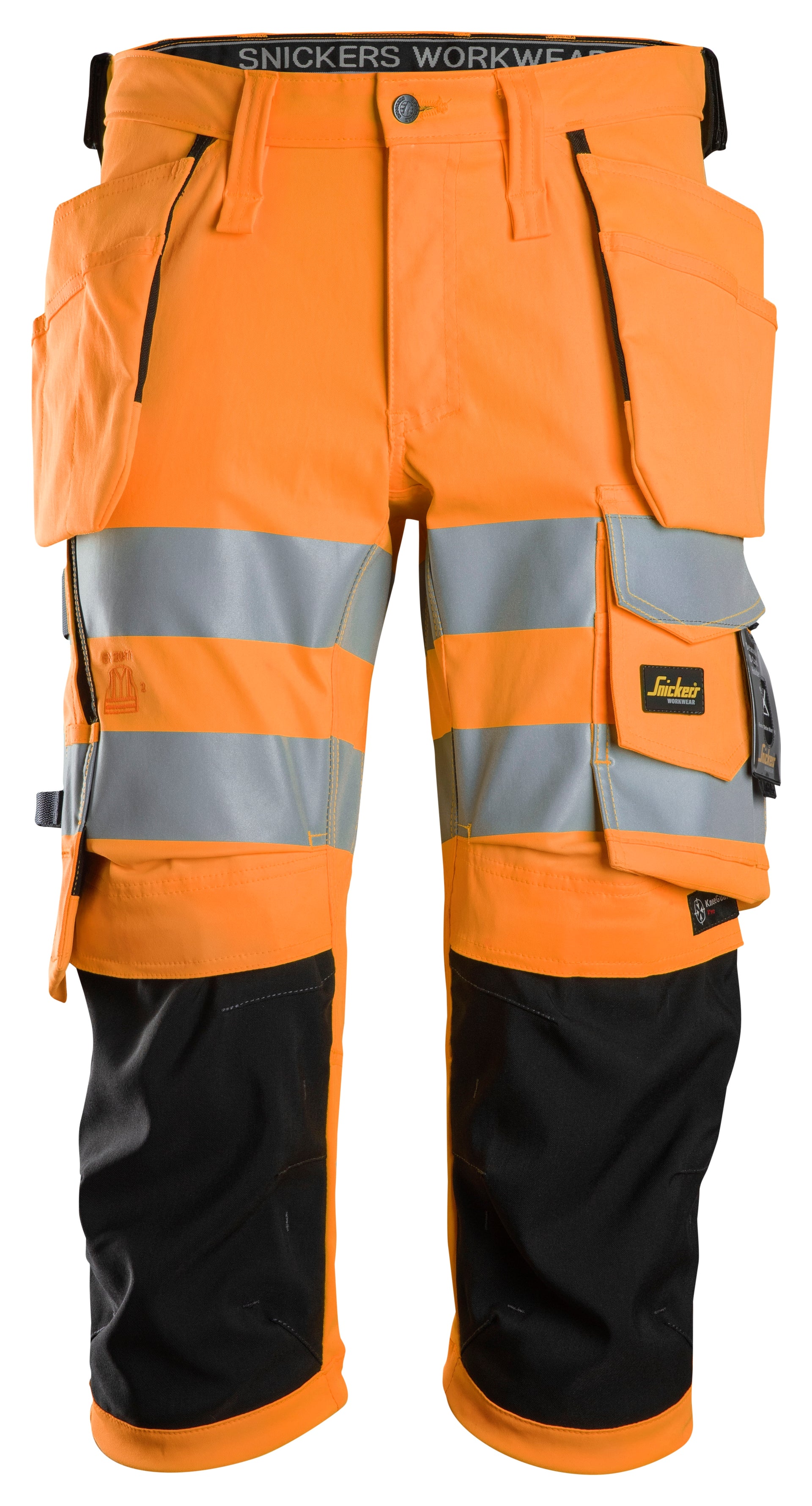 luokka 1/2, joustavat, riipputaskulliset piraatti-työhousut - High Visibility Orange/Black