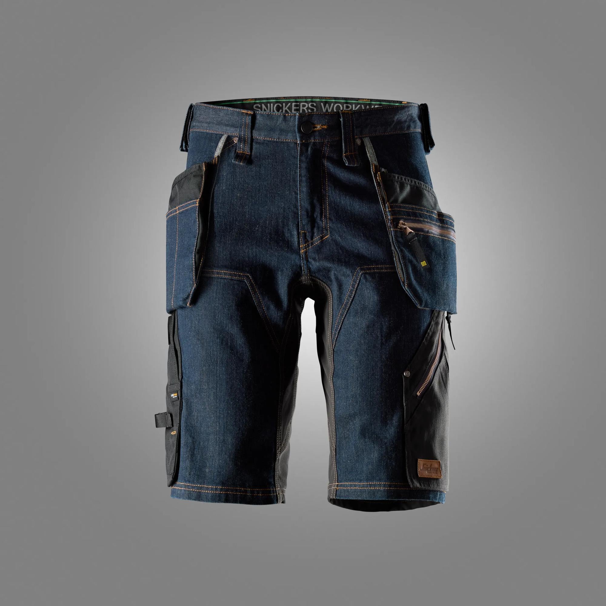 Farkkushortsit riipputaskuilla - Denim/Black
