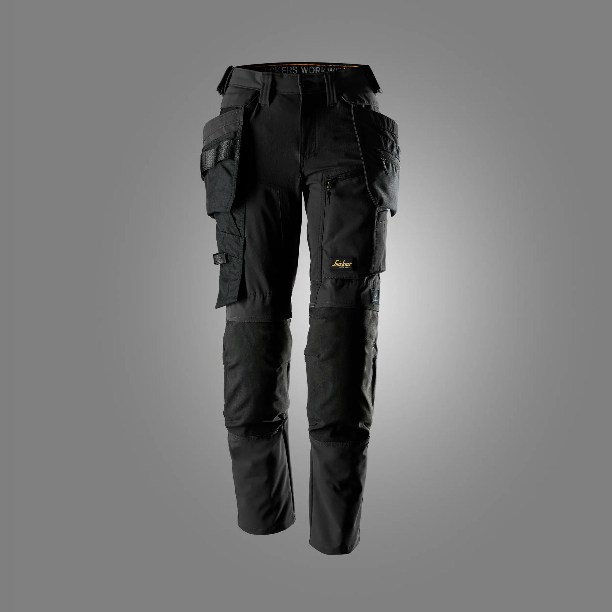 Naisten stretch-työhousut irrotettavilla riipputaskuilla - Black/Black