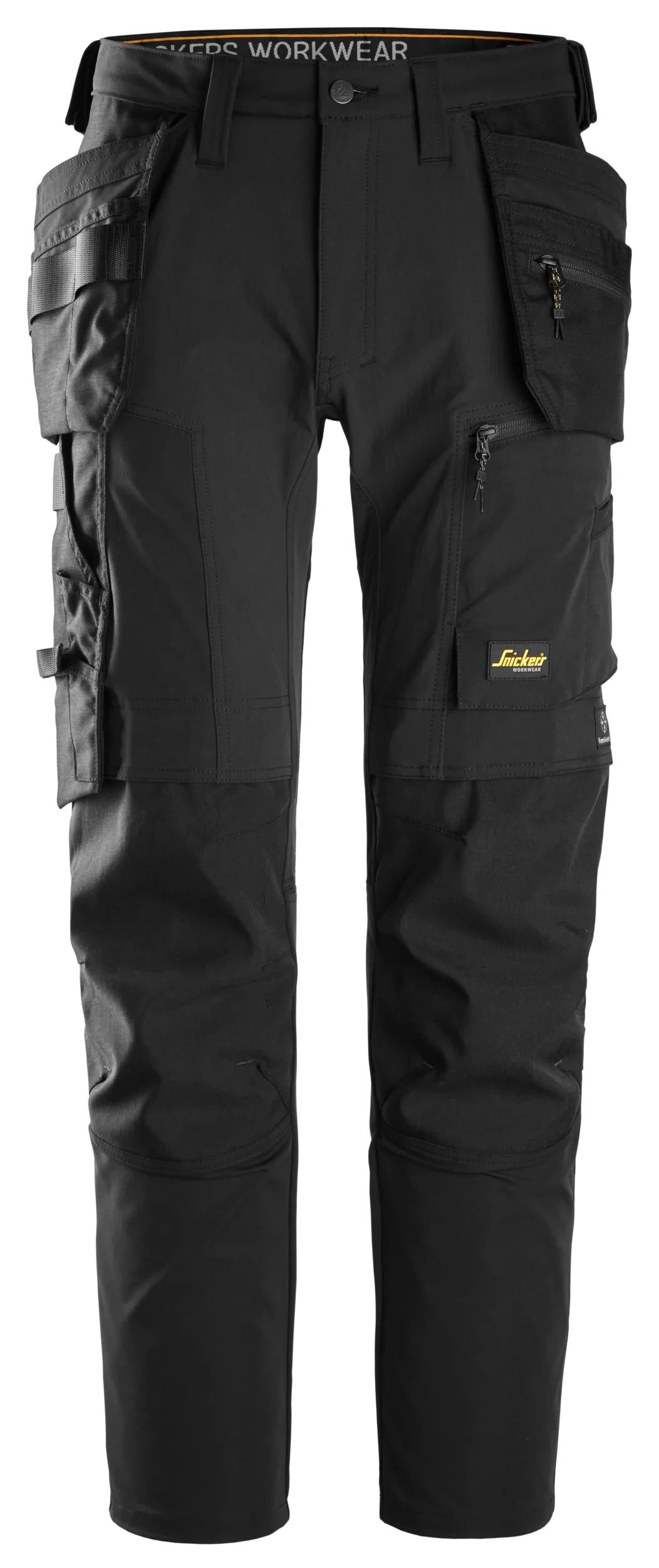 Stretch-työhousut riipputaskuilla - Black/Black