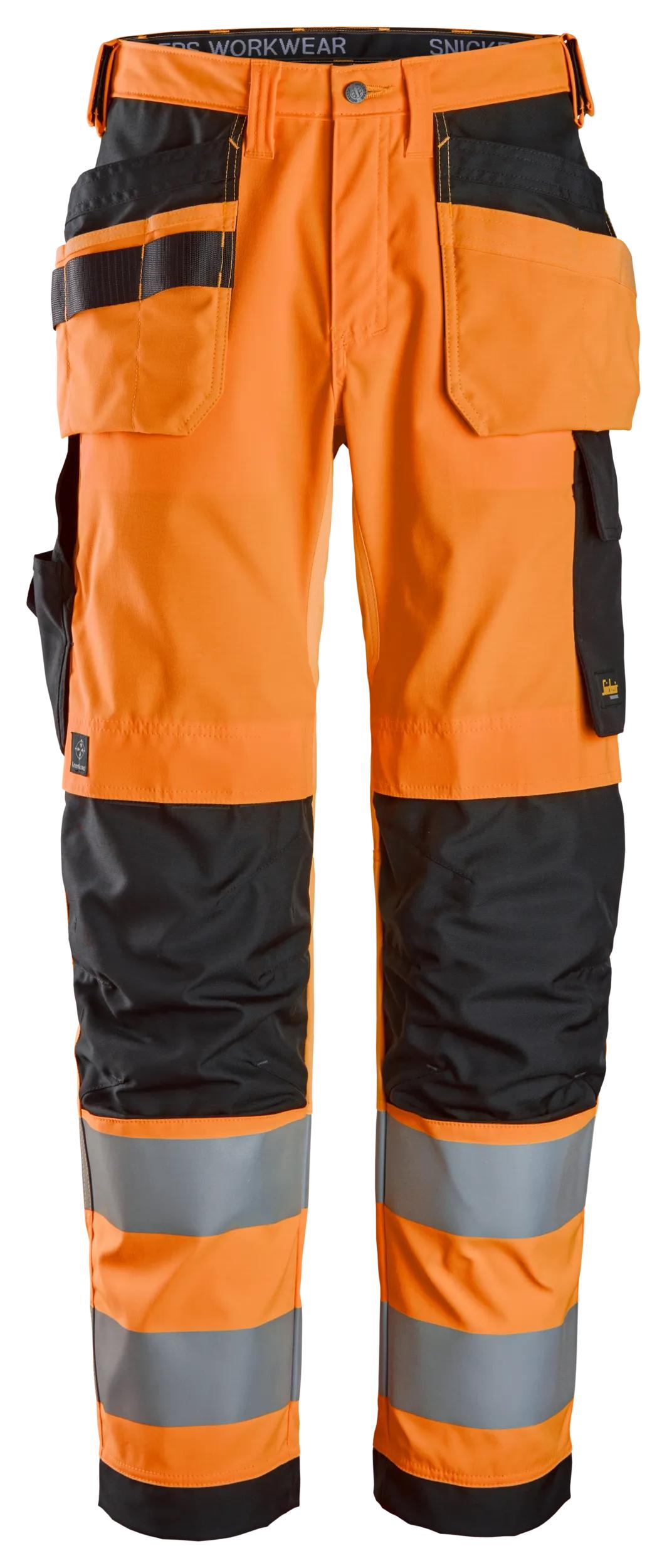 luokka 2, työhousut riipputaskuilla - High Visibility Orange/Black