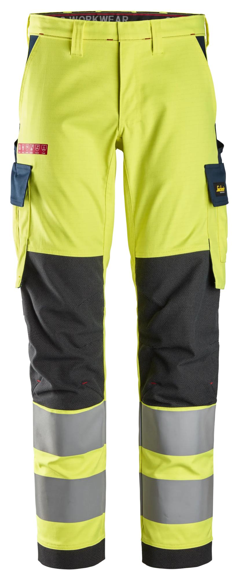 ProtecWork, stretch-huomiotyöhousut, luokka 2 - High Visibility Yellow/Navy
