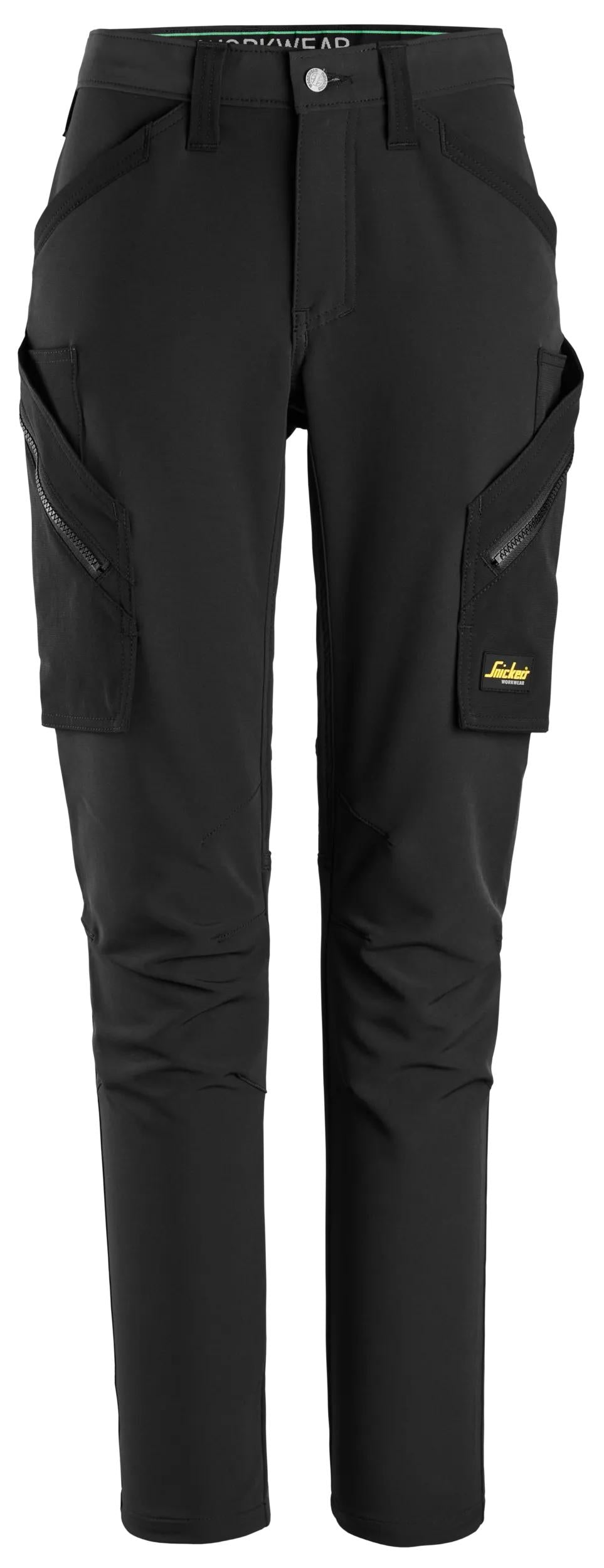 Naisten joka suuntaan joustavat stretch-housut ilman polvitaskuja - Black/Black