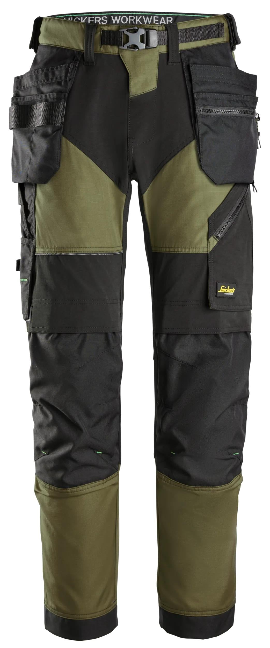 Työhousut riipputaskuilla - Khaki Green/Black