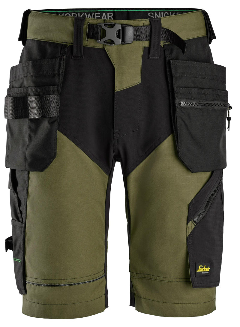 Työshortsit riipputaskuilla - Khaki Green/Black