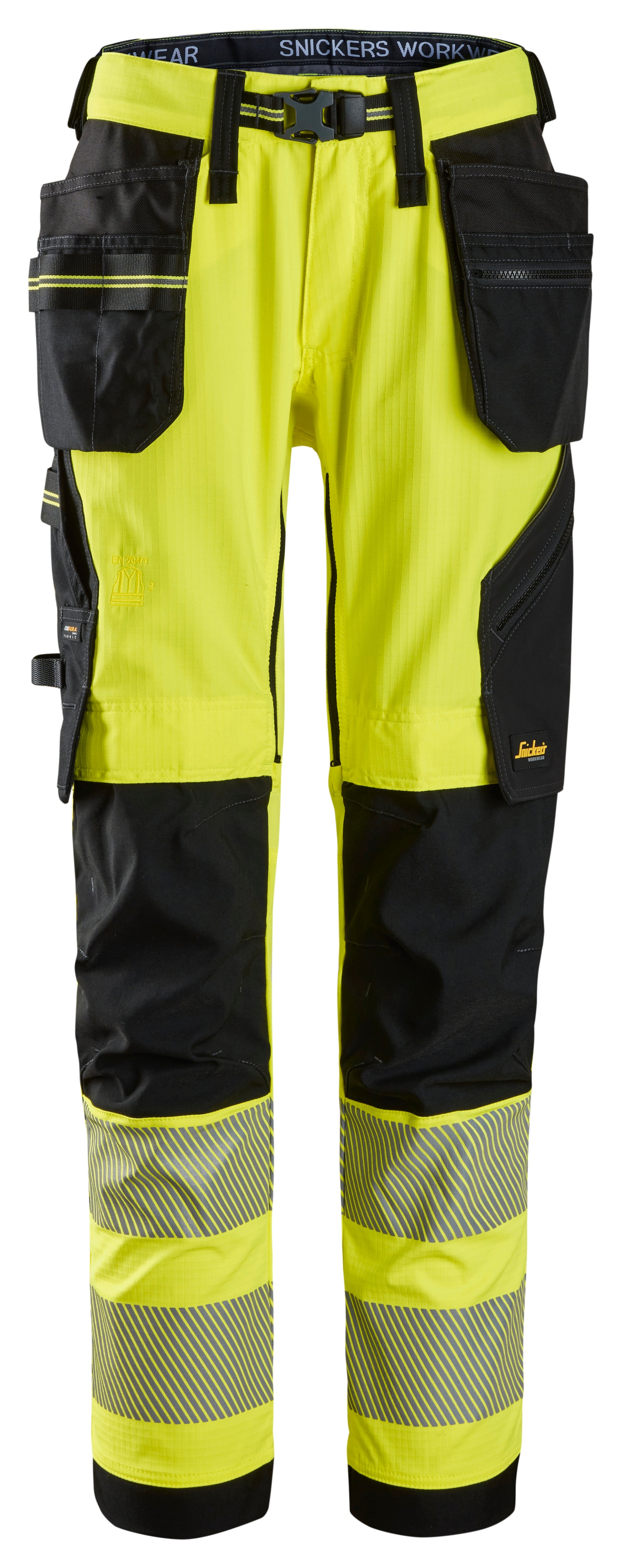 luokka 2, joustavat työhousut riipputaskuilla - High Visibility Yellow/Black