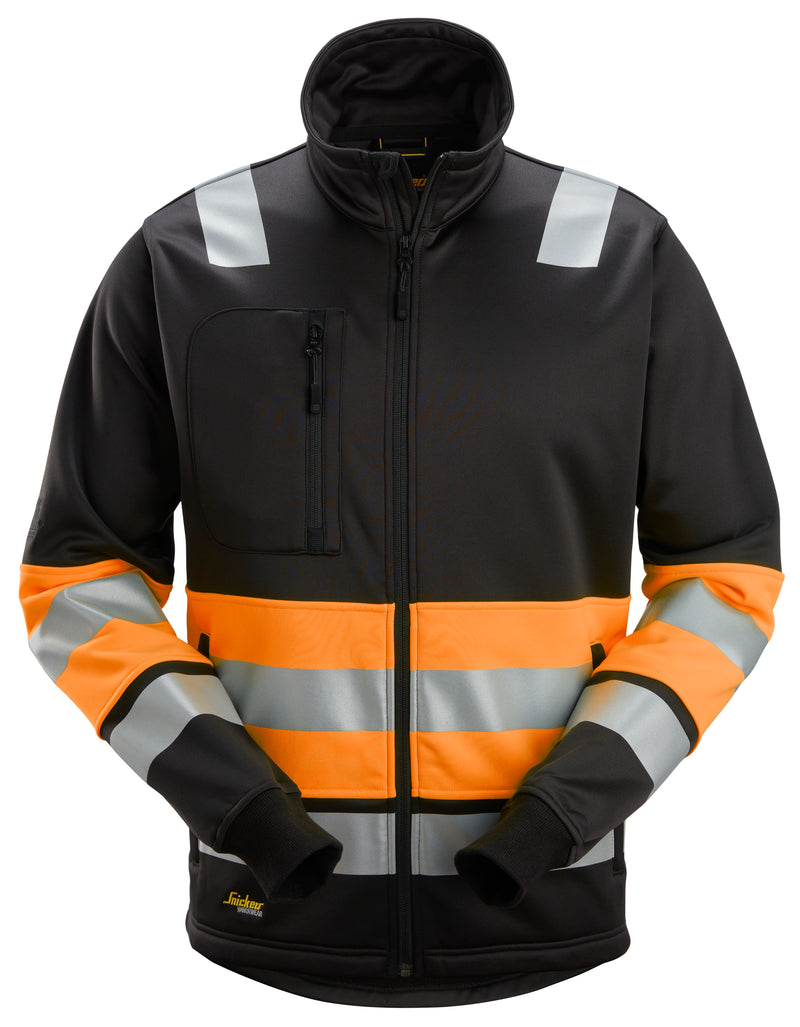 luokka 1, vetoketjullinen takki - Black/High Visibility Orange