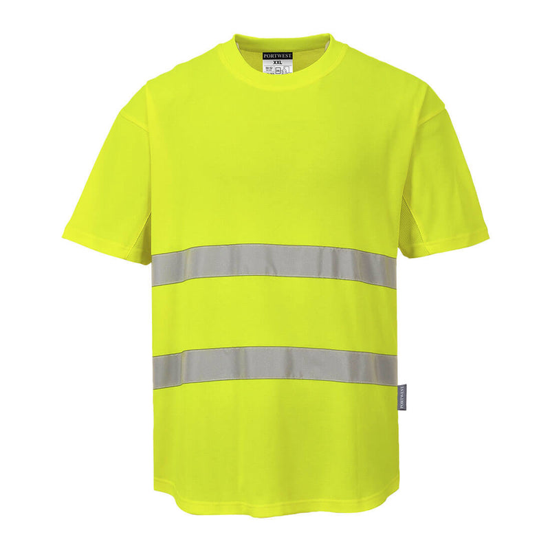 Hi-Vis Cotton Comfort tuuletusaukollinen t-paita