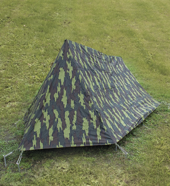 BELGIAN OD COMPL.2-MEN TENT W.OVER TENT CAMO USED